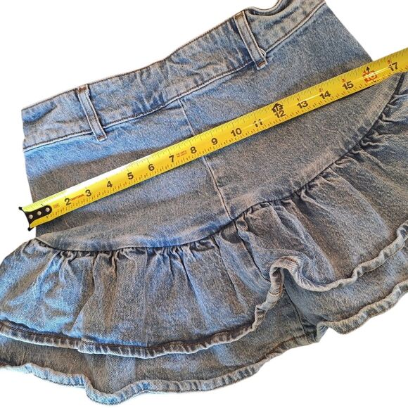 Social Collision Denim Mini Skirt Ruffle Tiers Star Studded Party Skirt Jrs S - Picture 7 of 13